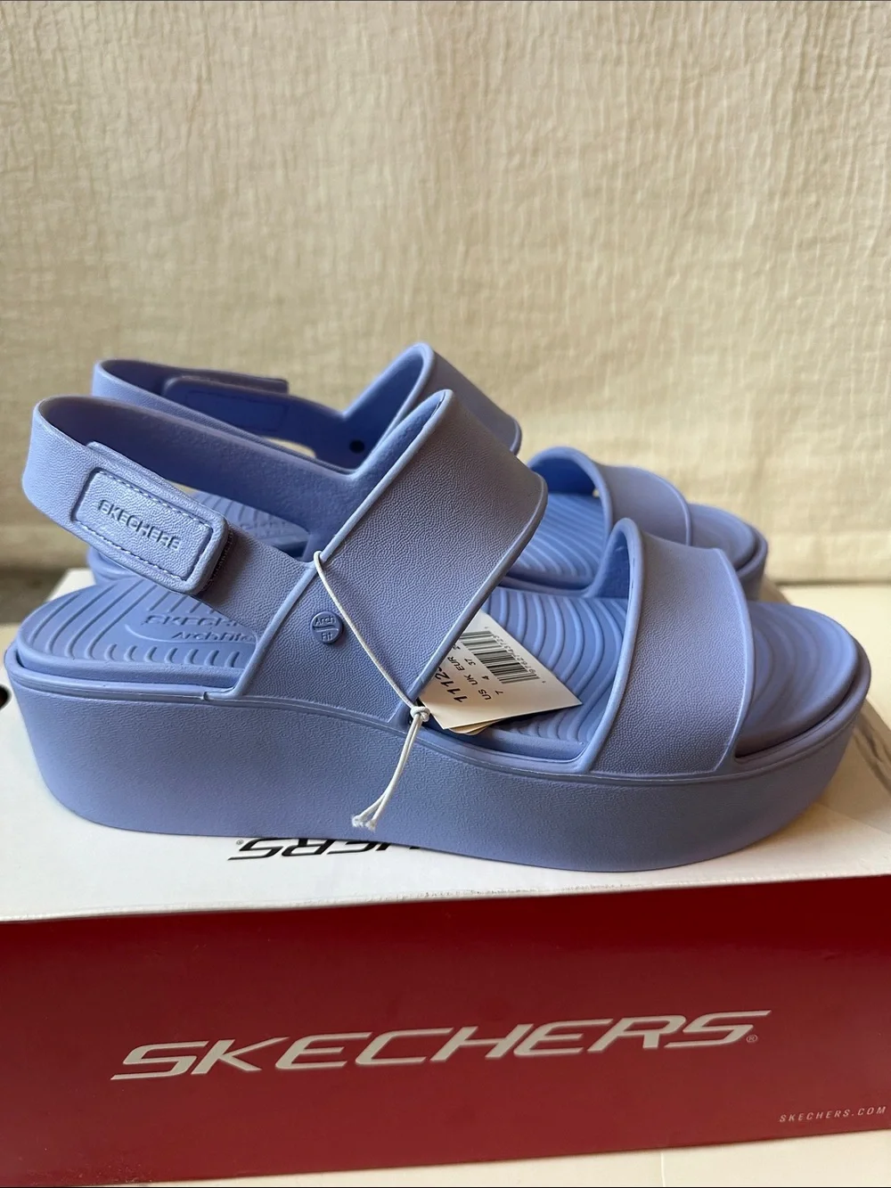 Skechers Periwinkle Foamies Platform Sandals for Women Size 7 - Picture 4 of 8